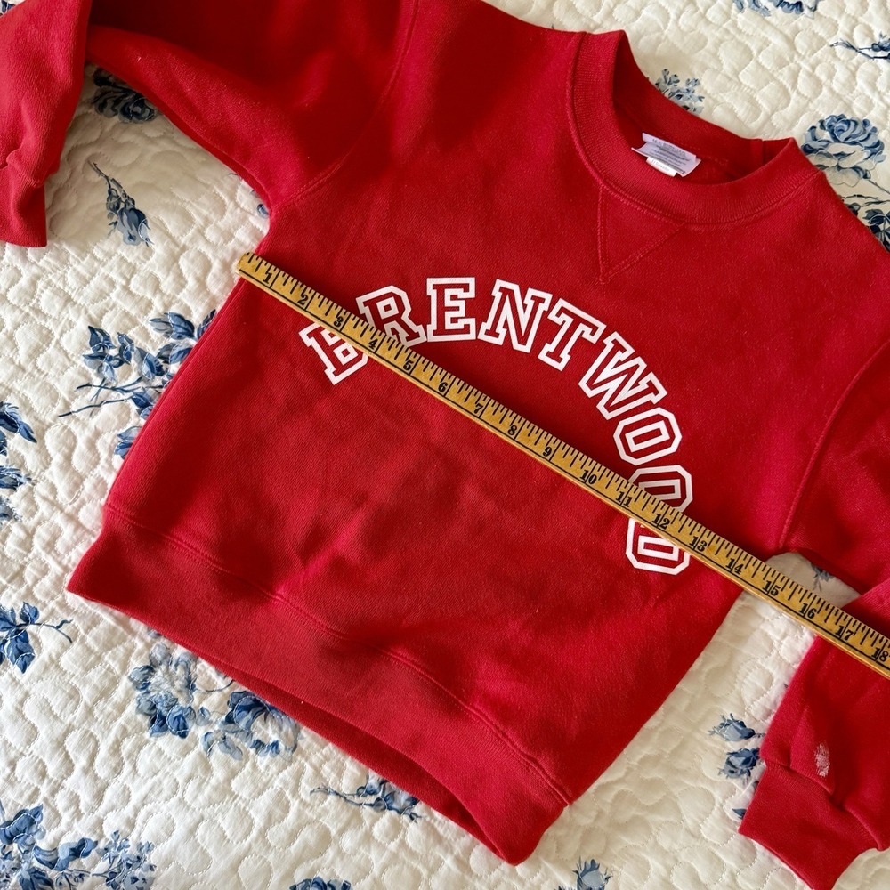 Women's Brentwood School Vintage Sweatshirt Youth L Women's XXS Red Los Angeles - Picture 7 of 7
